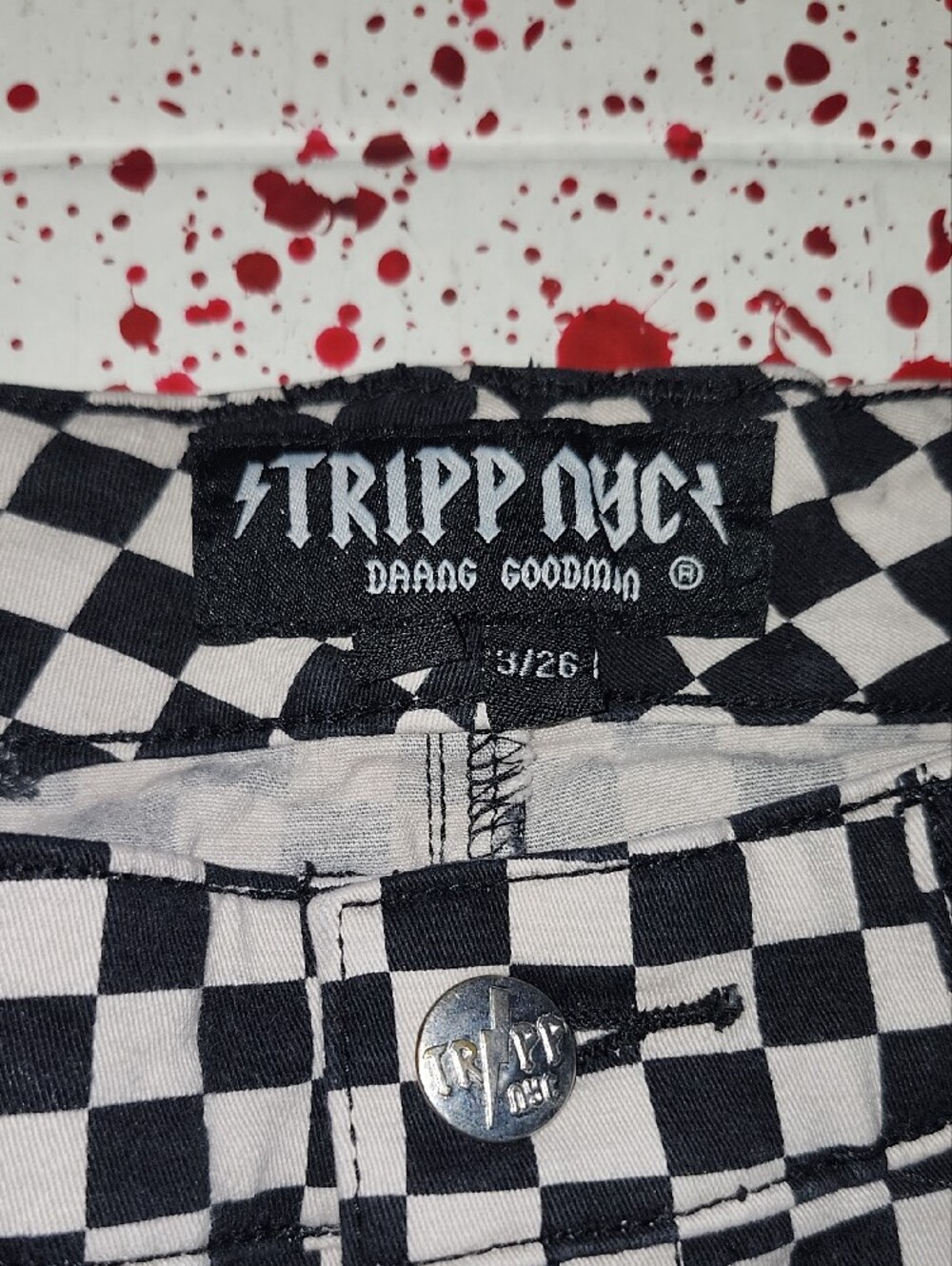 Tripp NYC Black and White Checkerboard Skinny Jeans - Picture 2 of 4